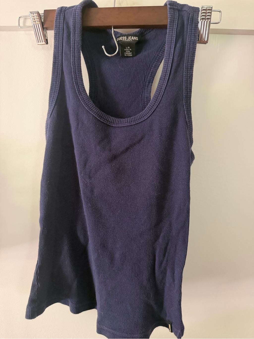 Guess Vintage-Look Racerback Women's Navy Ribbed Tank Top